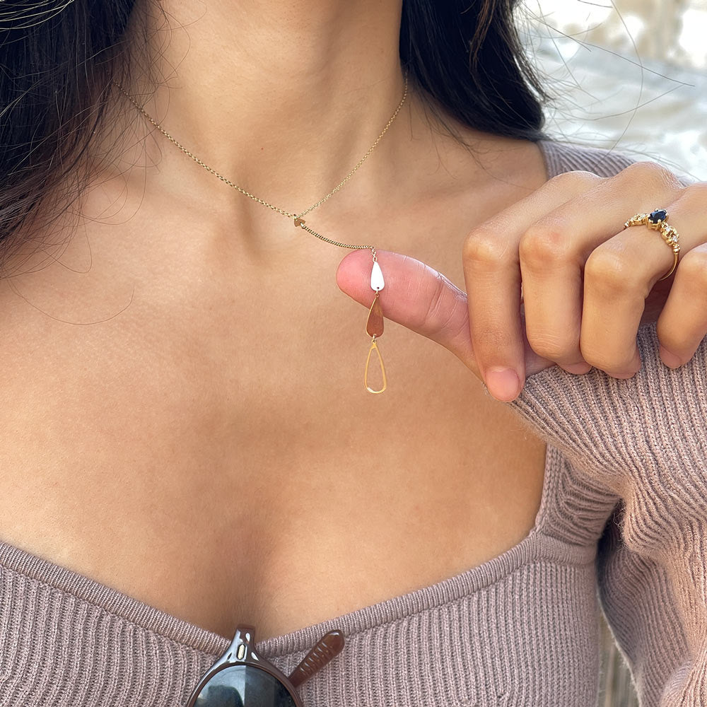 תליון ושרשרת מזהב צהוב 14 קראט - טיפה לורן תליון ושרשרת מזהב צהוב 14 קראט - טיפה לורן