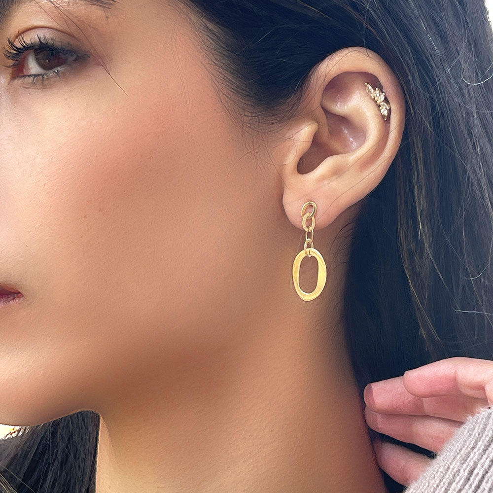 עגילים לאישה מזהב צהוב 14 קראט - עיגולי מיילי עגילים לאישה מזהב צהוב 14 קראט - עיגולי מיילי