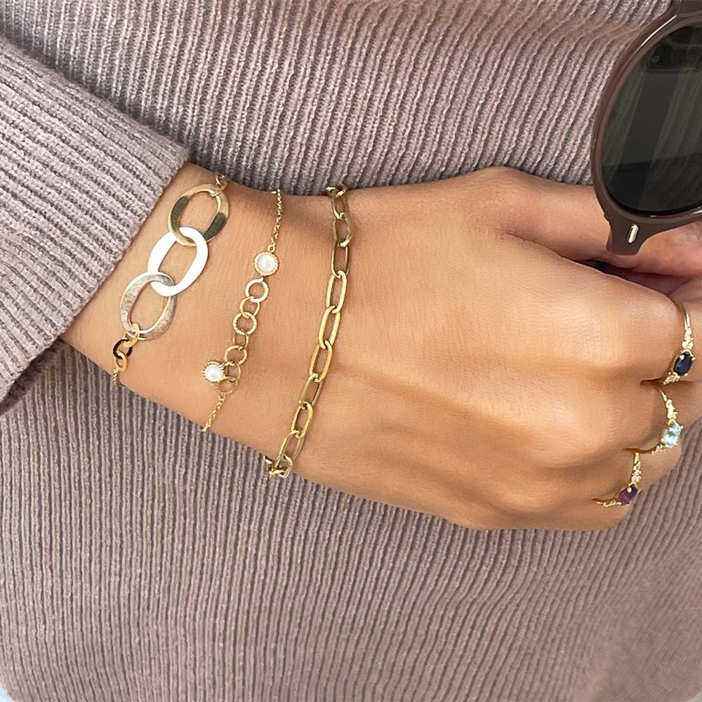 צמיד לאישה מזהב צהוב 14 קראט - מיקה צמיד לאישה מזהב צהוב 14 קראט - מיקה