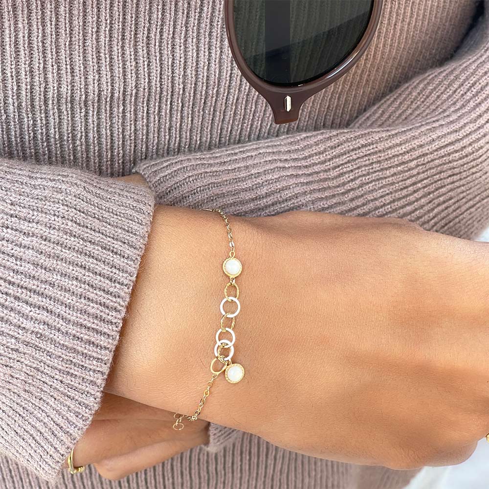 צמיד לאישה מזהב צהוב 14 קראט - מיקה צמיד לאישה מזהב צהוב 14 קראט - מיקה