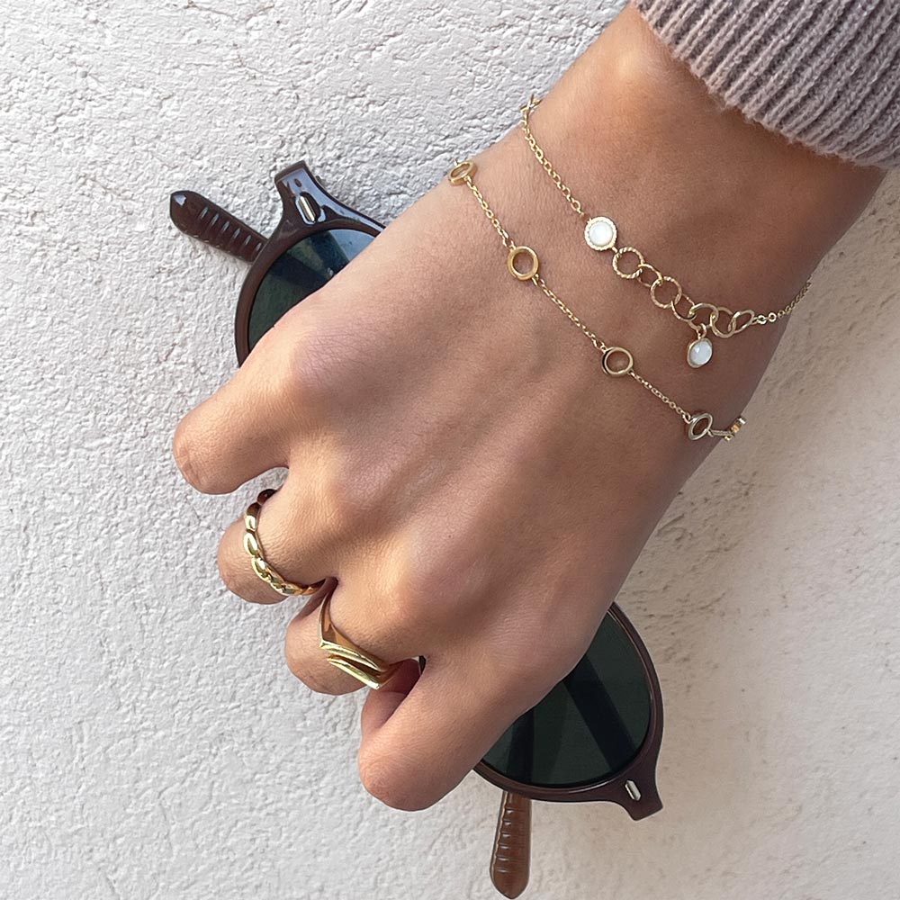 צמיד לאישה מזהב צהוב 14 קראט - עיגולי רומי צמיד לאישה מזהב צהוב 14 קראט - עיגולי רומי