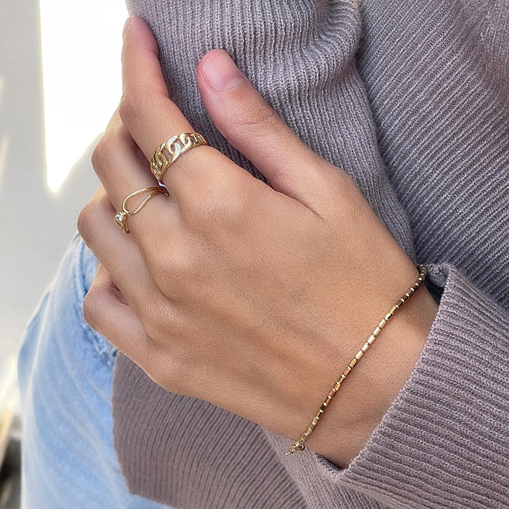 צמיד לאישה מזהב צהוב 14 קראט - נחלים צמיד לאישה מזהב צהוב 14 קראט - נחלים