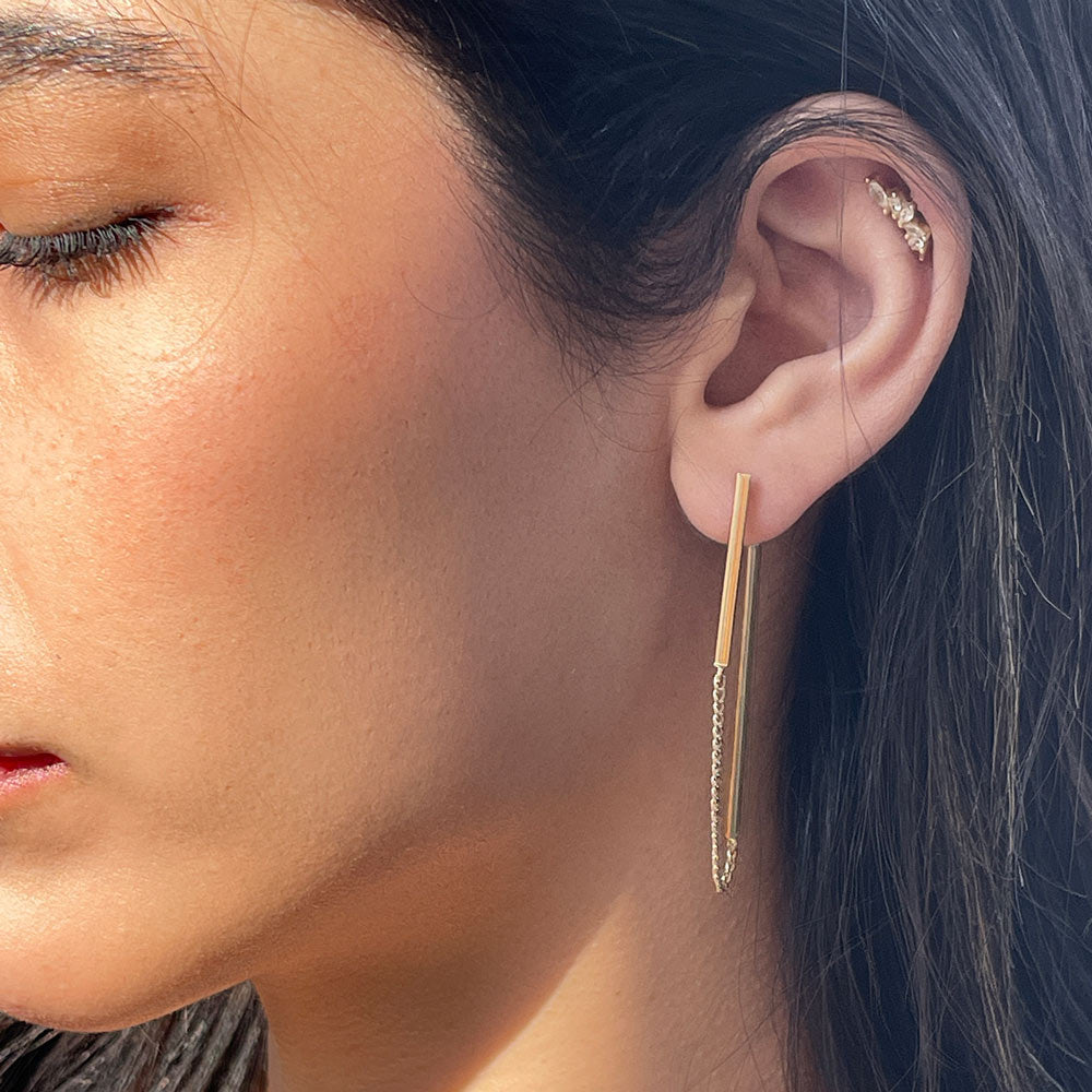 עגילים לאישה מזהב צהוב 14 קראט - ריינבו עגילים לאישה מזהב צהוב 14 קראט - ריינבו