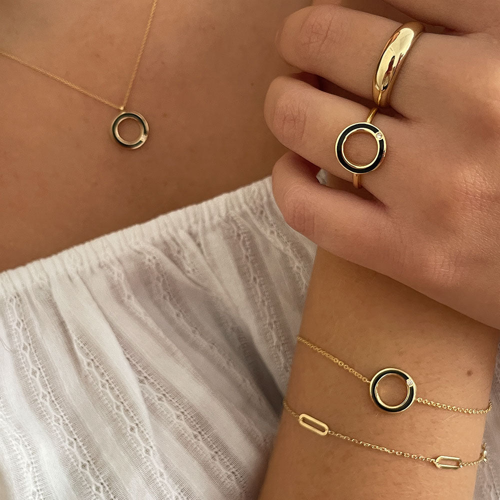 טבעת יהלום מזהב צהוב 14 קראט -  מעגל החיים סליבן טבעת יהלום מזהב צהוב 14 קראט -  מעגל החיים סליבן