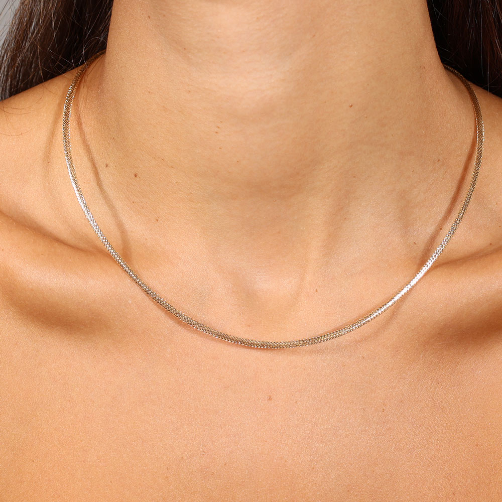 שרשרת קולר לאישה מזהב לבן 14 קראט - ליליאן שרשרת קולר לאישה מזהב לבן 14 קראט - ליליאן