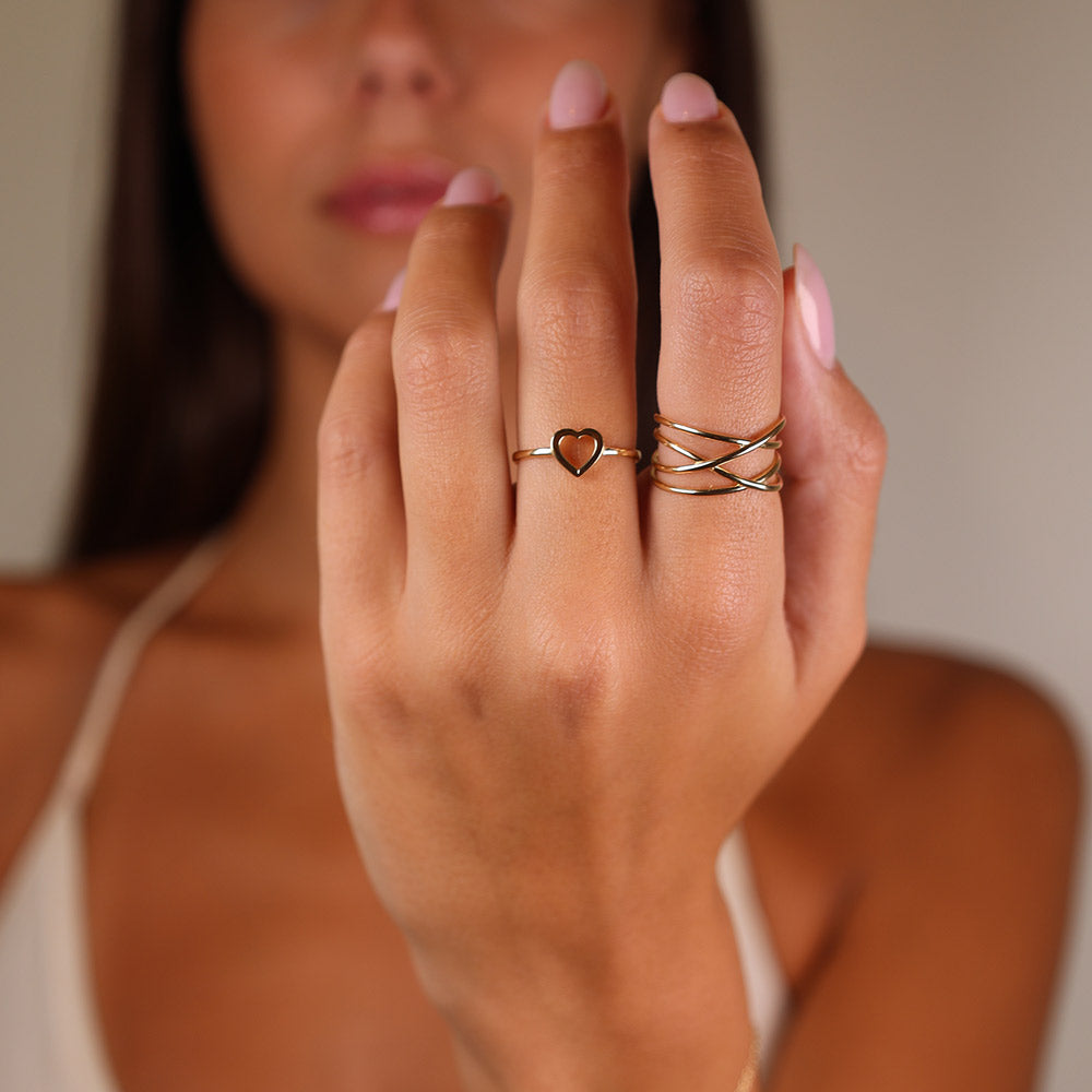 טבעת לאישה מזהב צהוב 14 קראט - לב ולנטיין טבעת לאישה מזהב צהוב 14 קראט - לב ולנטיין