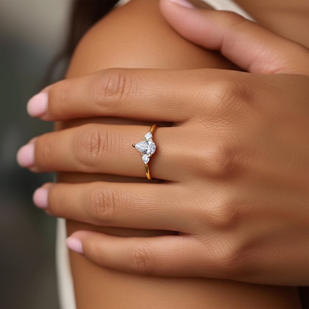 טבעת יהלומי מעבדה מזהב צהוב 14K - ריי טבעת יהלומי מעבדה מזהב צהוב 14K - ריי