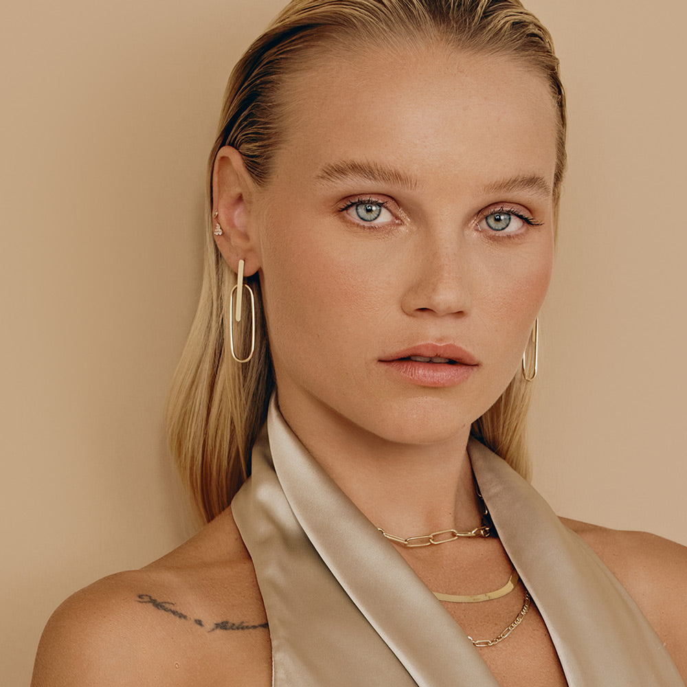 עגילים לאישה מזהב צהוב 14 קראט - רייבן עגילים לאישה מזהב צהוב 14 קראט - רייבן