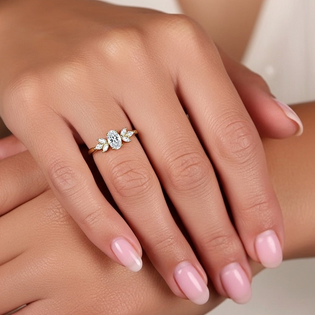 טבעת יהלום מעבדה מזהב צהוב 14K - סאקורה טבעת יהלום מעבדה מזהב צהוב 14K - סאקורה