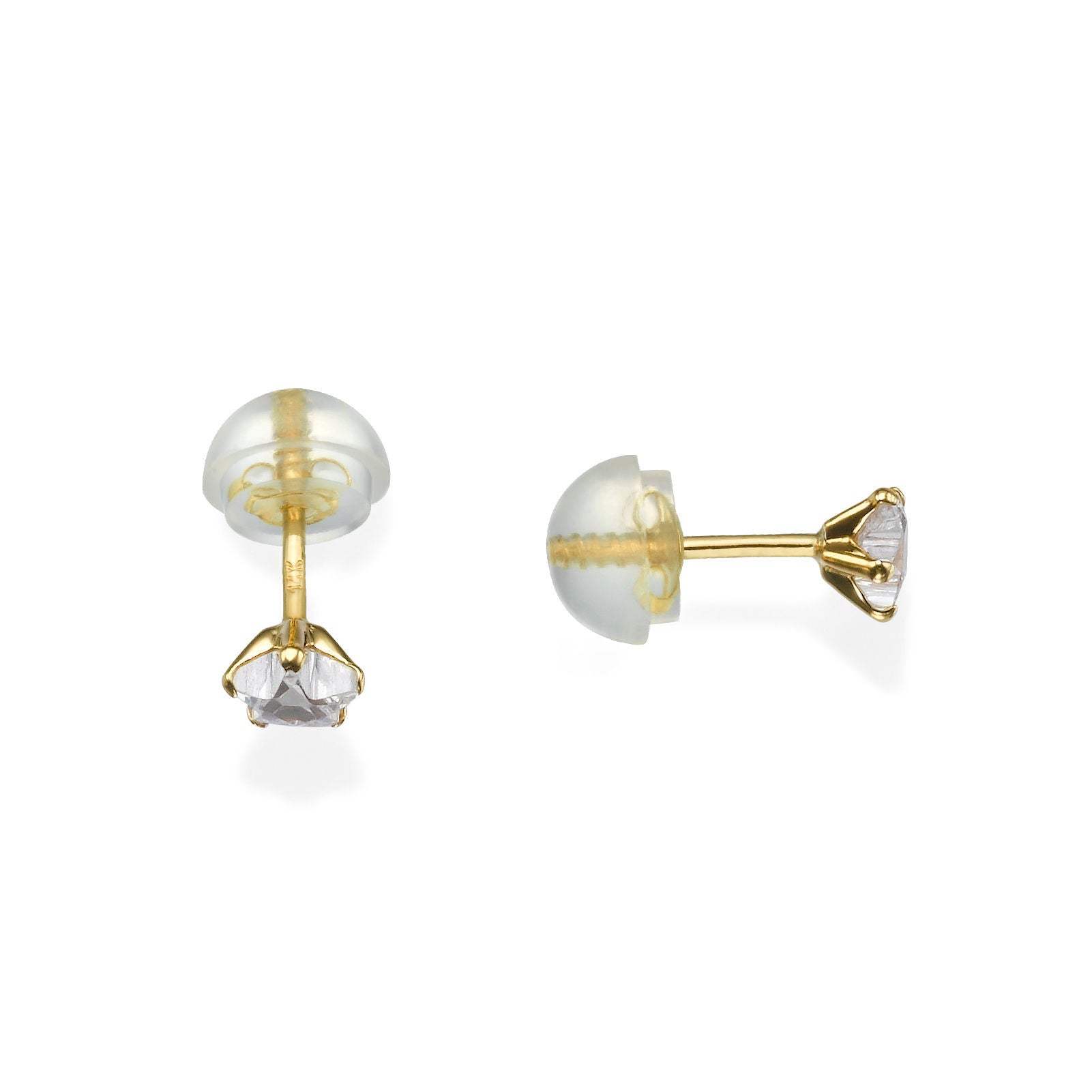 עגילים צמודים מזהב צהוב 14 קראט - כוכב הצפון - קטן