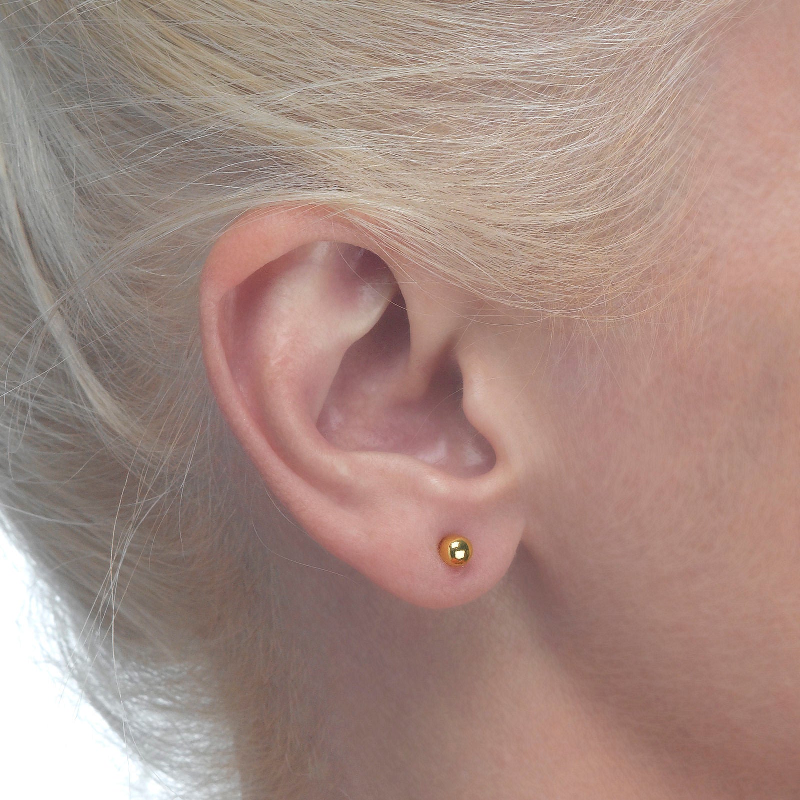 עגילים צמודים מזהב צהוב 14 קראט - עיגול קלאסי