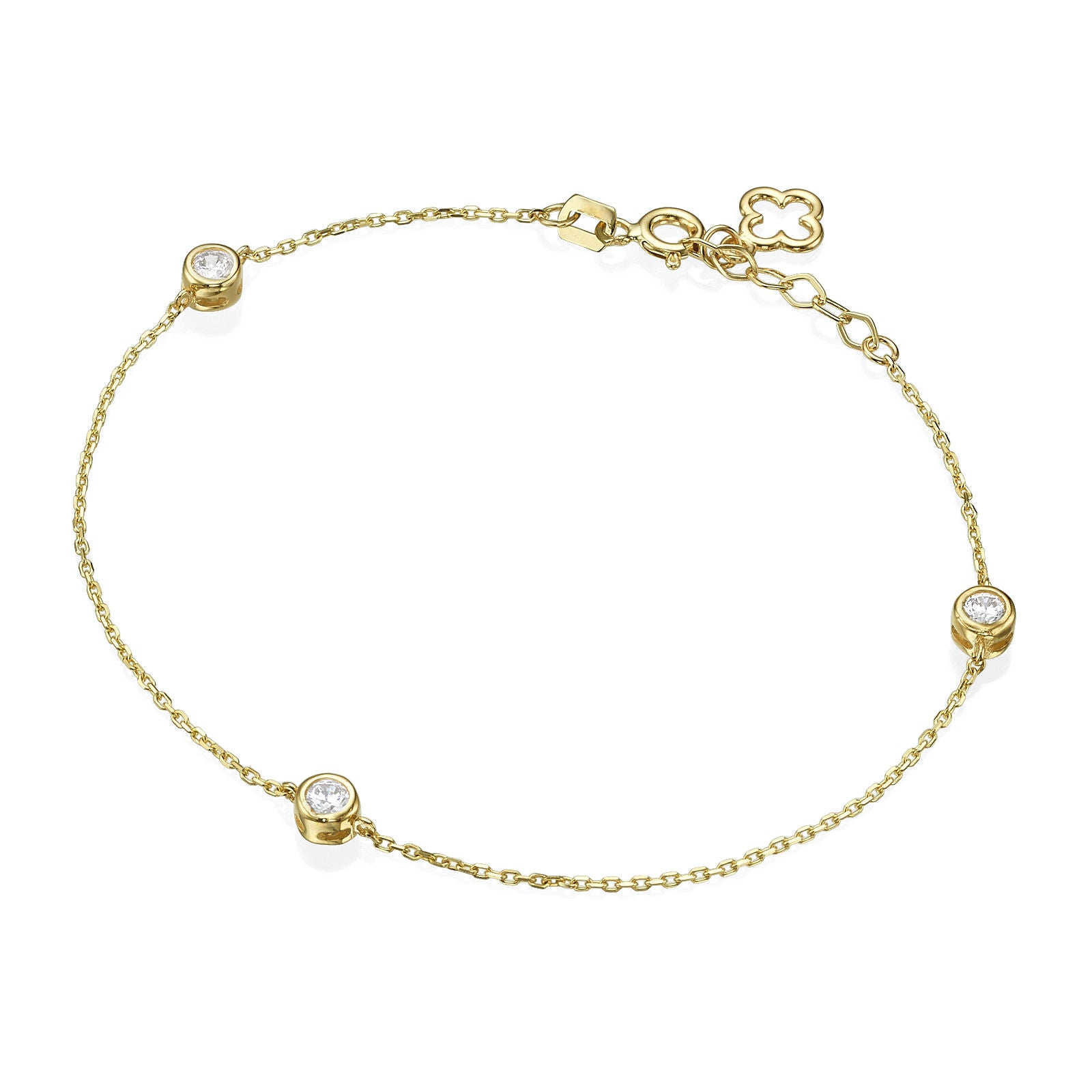 צמיד לאישה מזהב צהוב 14 קראט - דומיניק