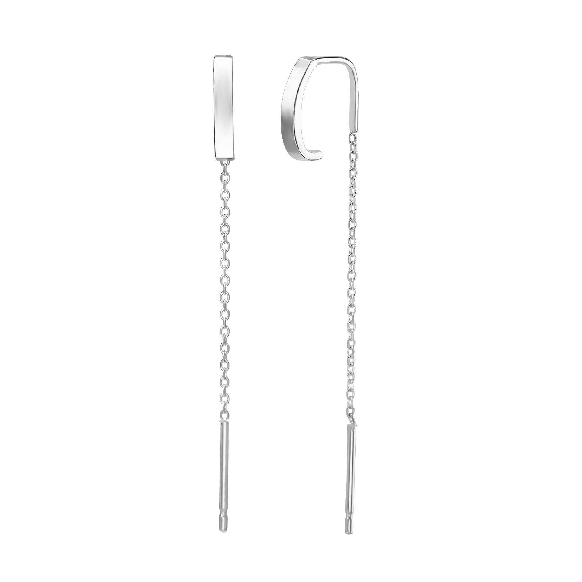 עגילים תלויים מזהב לבן 14 קראט - ספיריט