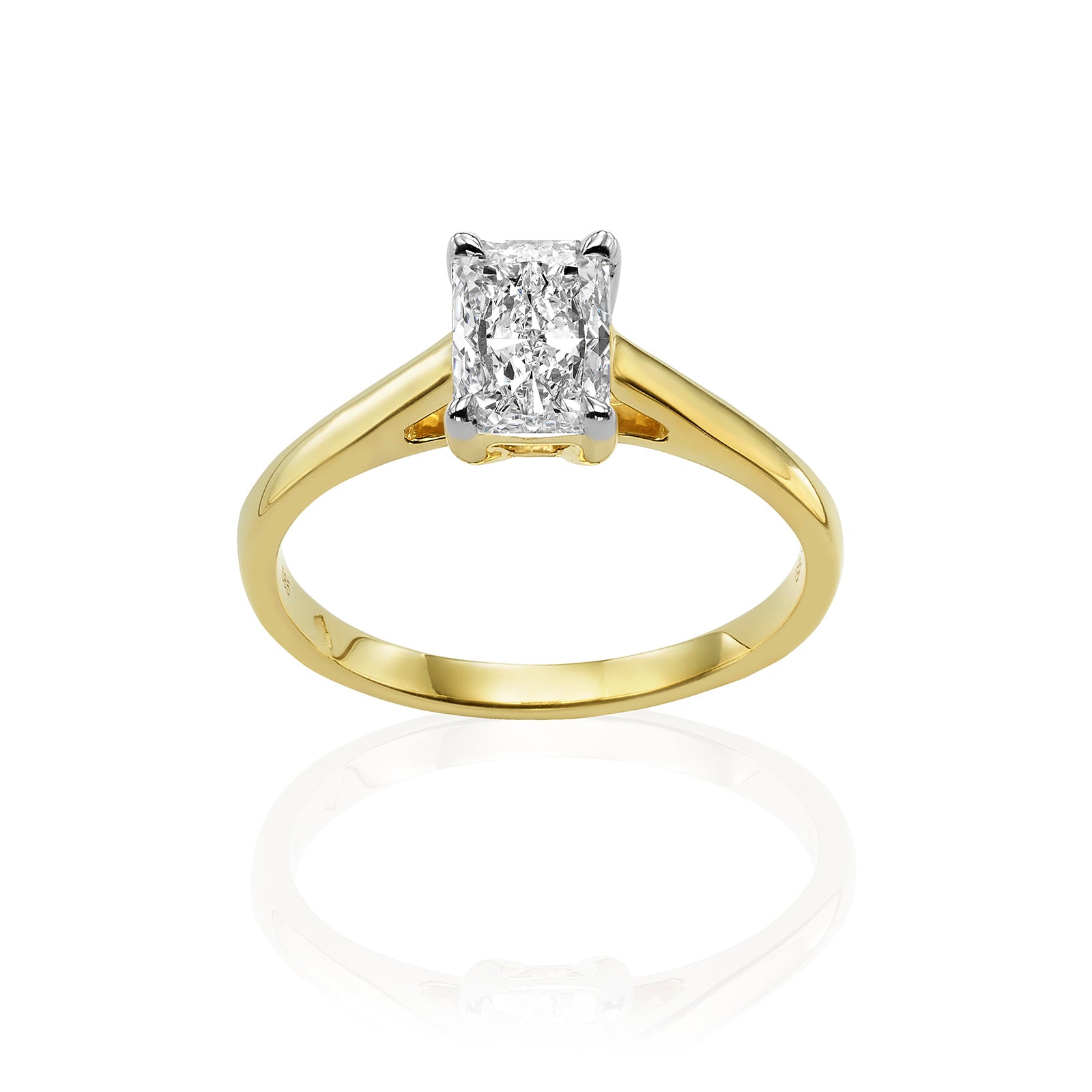 טבעת יהלום מעבדה מזהב צהוב 14K - סוליטר רדיאנט 1 קראט