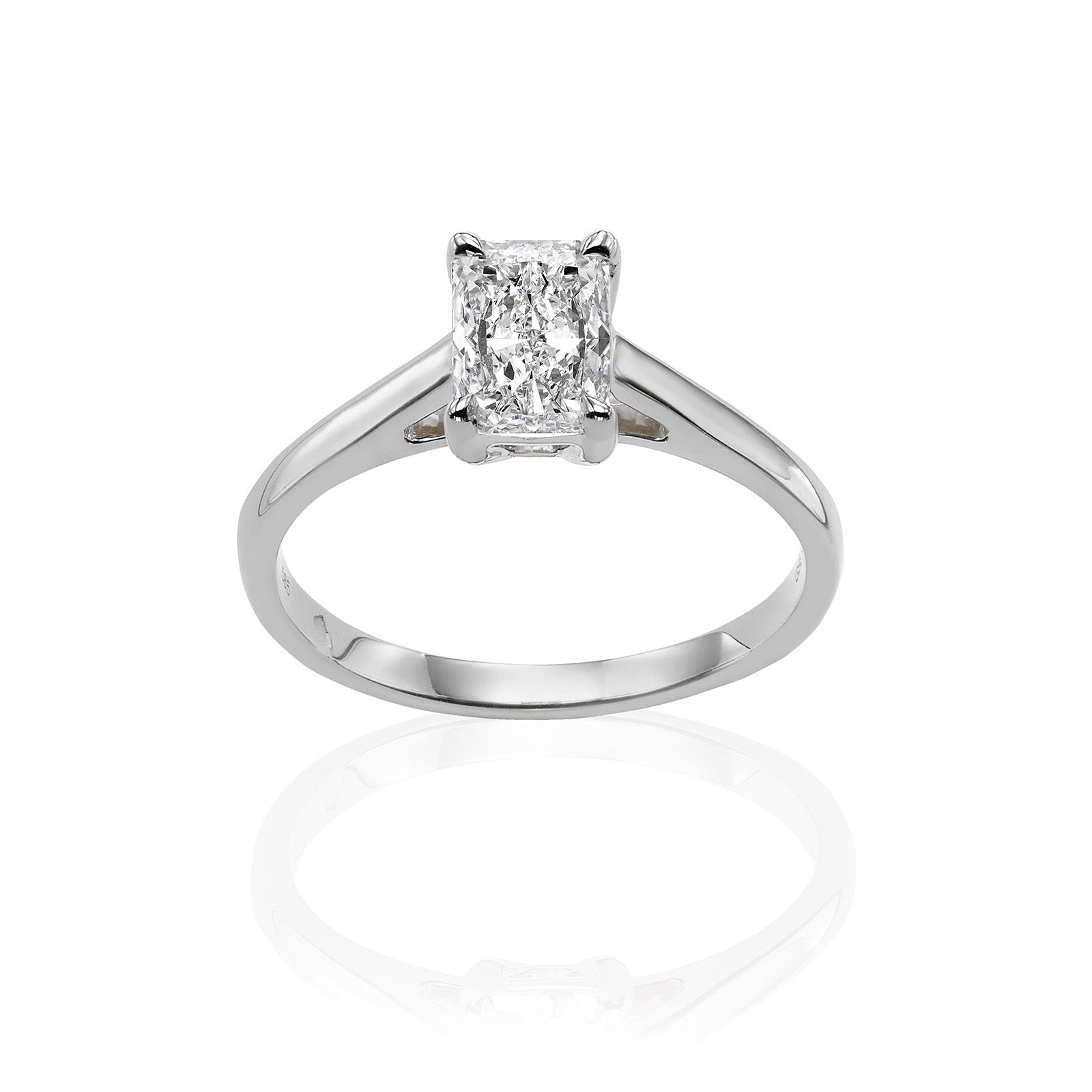 טבעת יהלום מעבדה מזהב לבן 14K - סוליטר רדיאנט 1 קראט