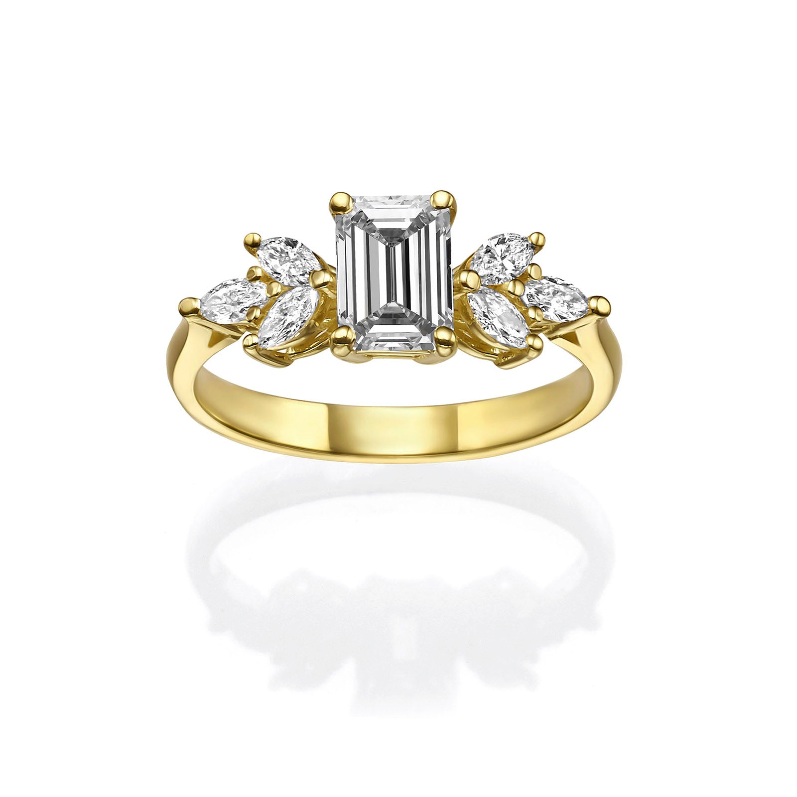 טבעת יהלום מעבדה מזהב צהוב 14K - אמילי