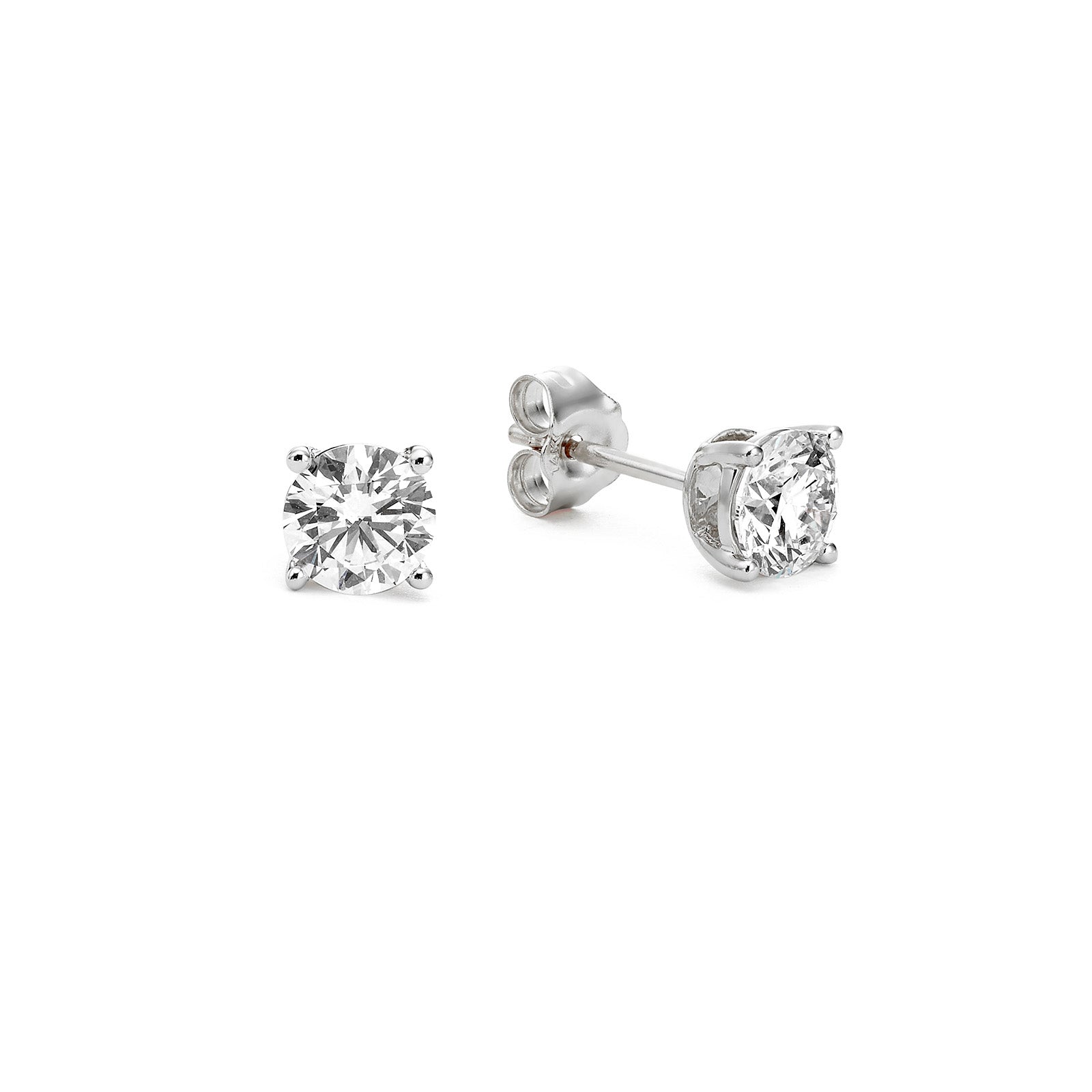 עגילי יהלומי מעבדה מזהב לבן 14K - עגול בריליאנט 1.5 קראט