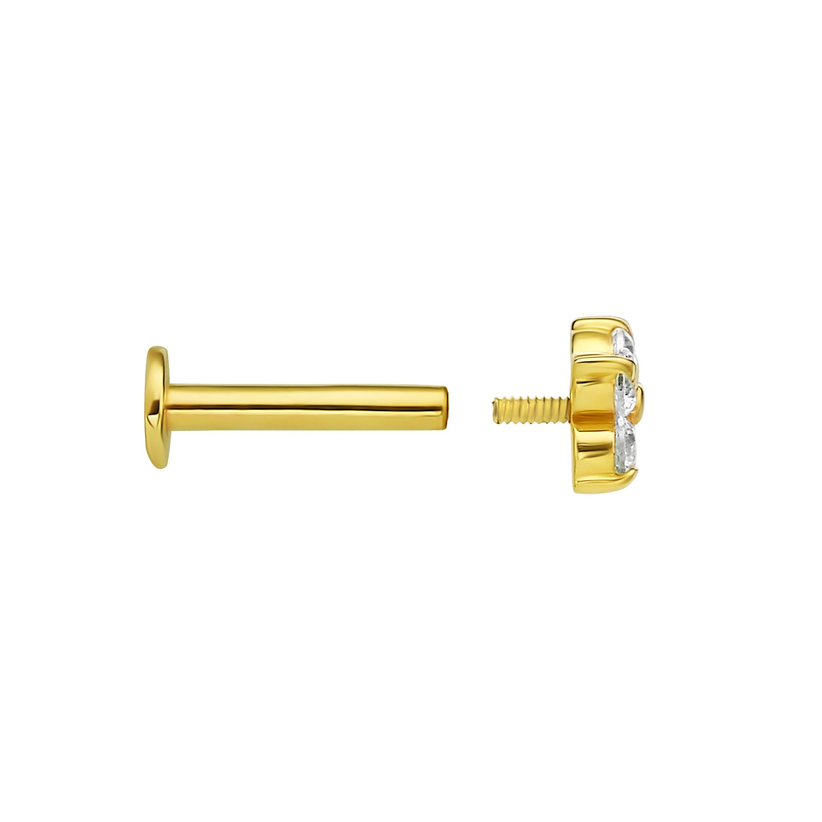 פירסינג יהלומים מזהב צהוב 14 קראט - מורגן