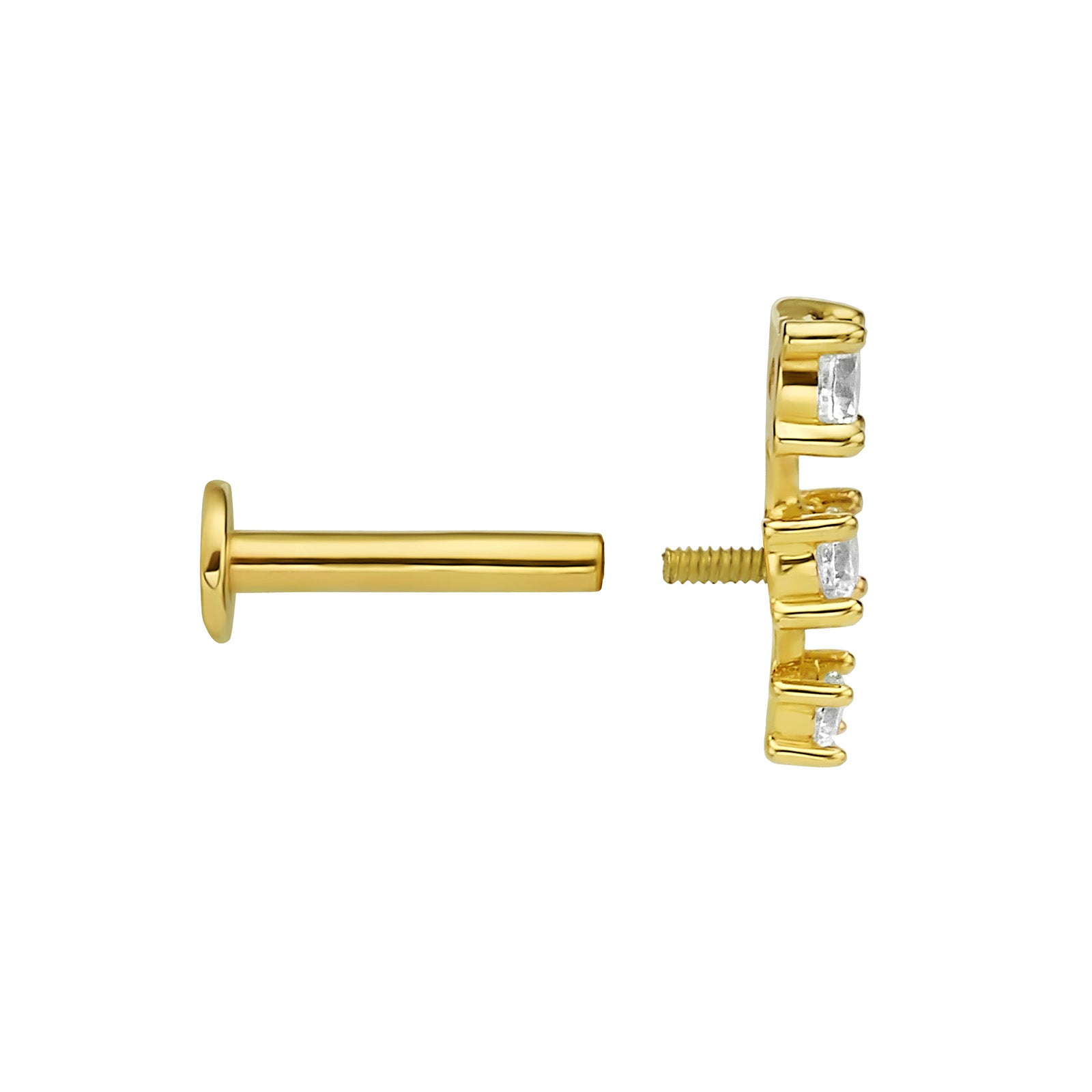 פירסינג יהלומים מזהב צהוב 14 קראט - סטארדאסט
