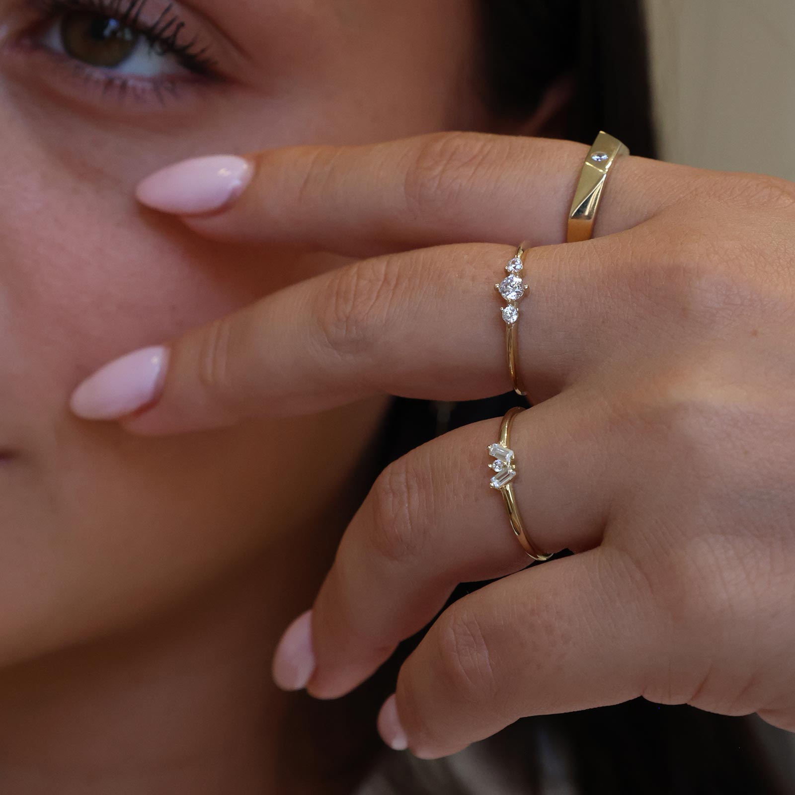 טבעת לנשים מזהב צהוב 14 קראט -  מונרו