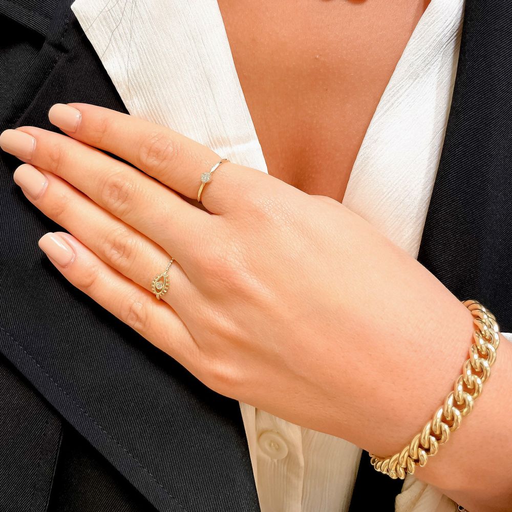 תכשיטי זהב לנשים | טבעת לנשים מזהב צהוב 14 קראט - סיירה