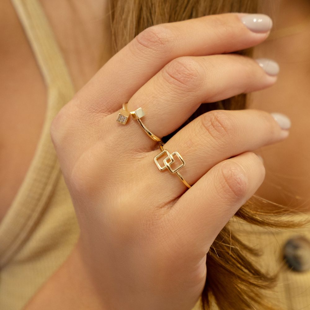 תכשיטי זהב לנשים | טבעת פתוחה מזהב צהוב 14 קראט - פירנצה