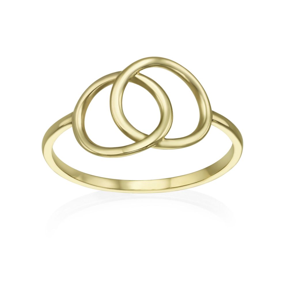 תכשיטי זהב לנשים | טבעת מזהב צהוב 14 קראט - עיגולי ג'ין גדולים
