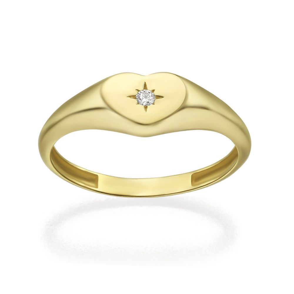 תכשיטי זהב לנשים | טבעת מזהב צהוב 14 קראט - חותם לב מנצנץ