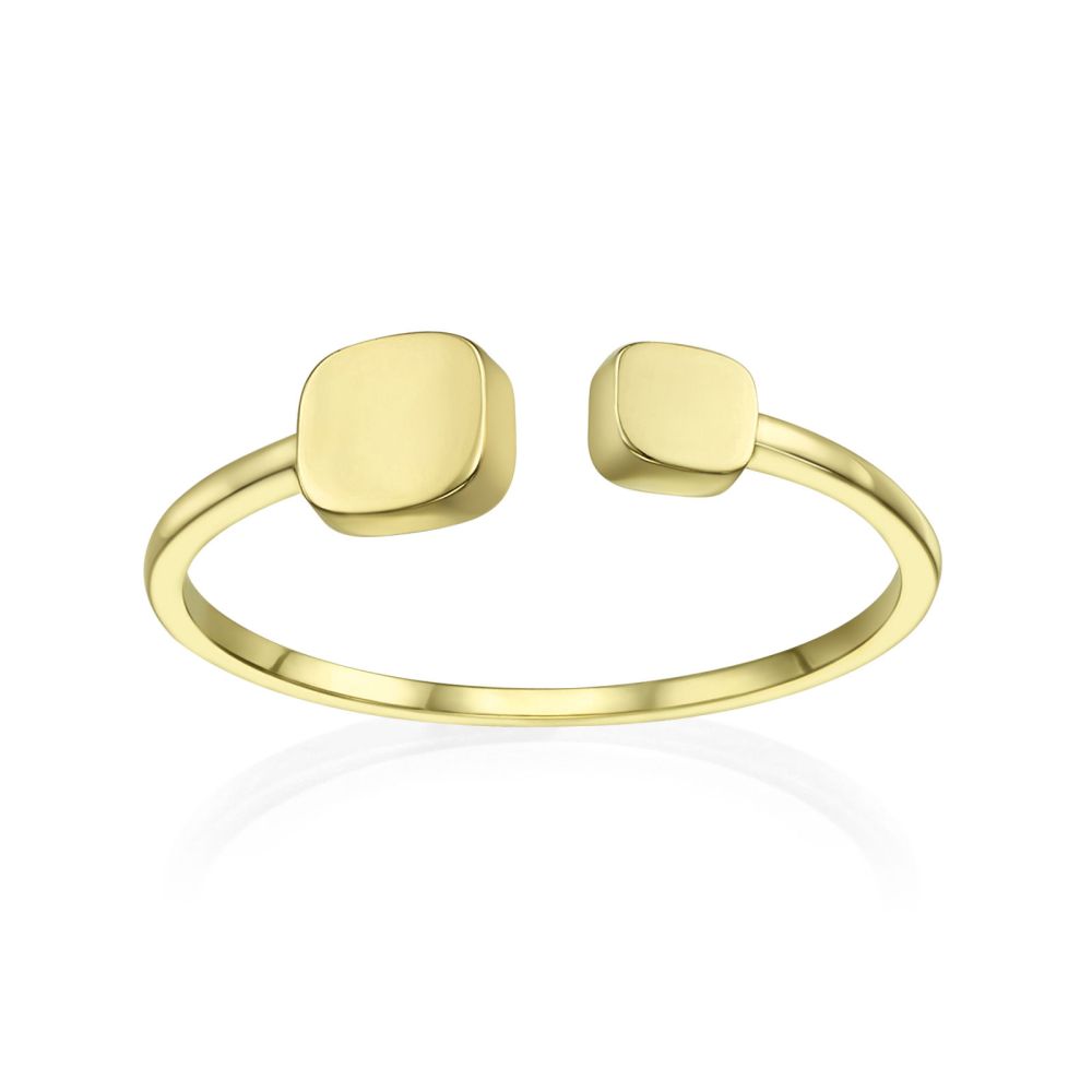 תכשיטי זהב לנשים | טבעת פתוחה מזהב צהוב 14 קראט - קוביות יולי