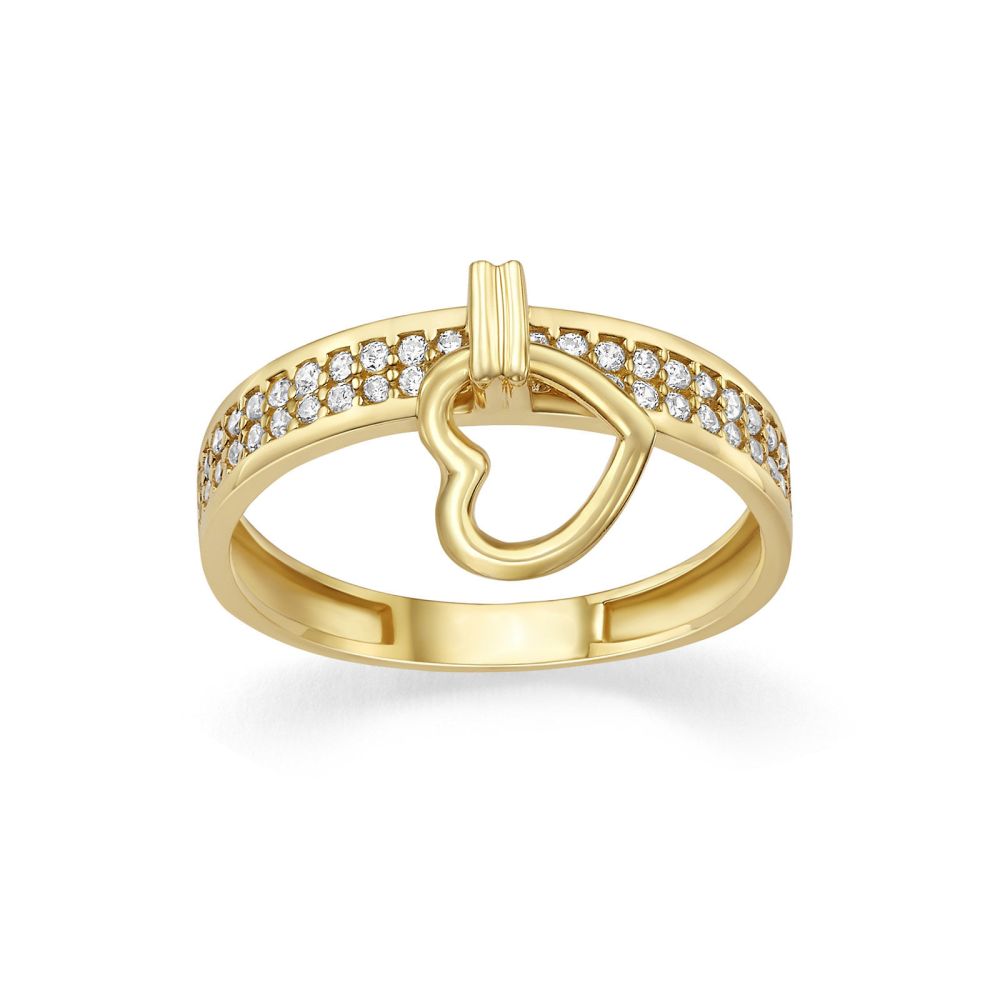 תכשיטי זהב לנשים | טבעת לנשים מזהב צהוב 14 קראט - לב מייבל