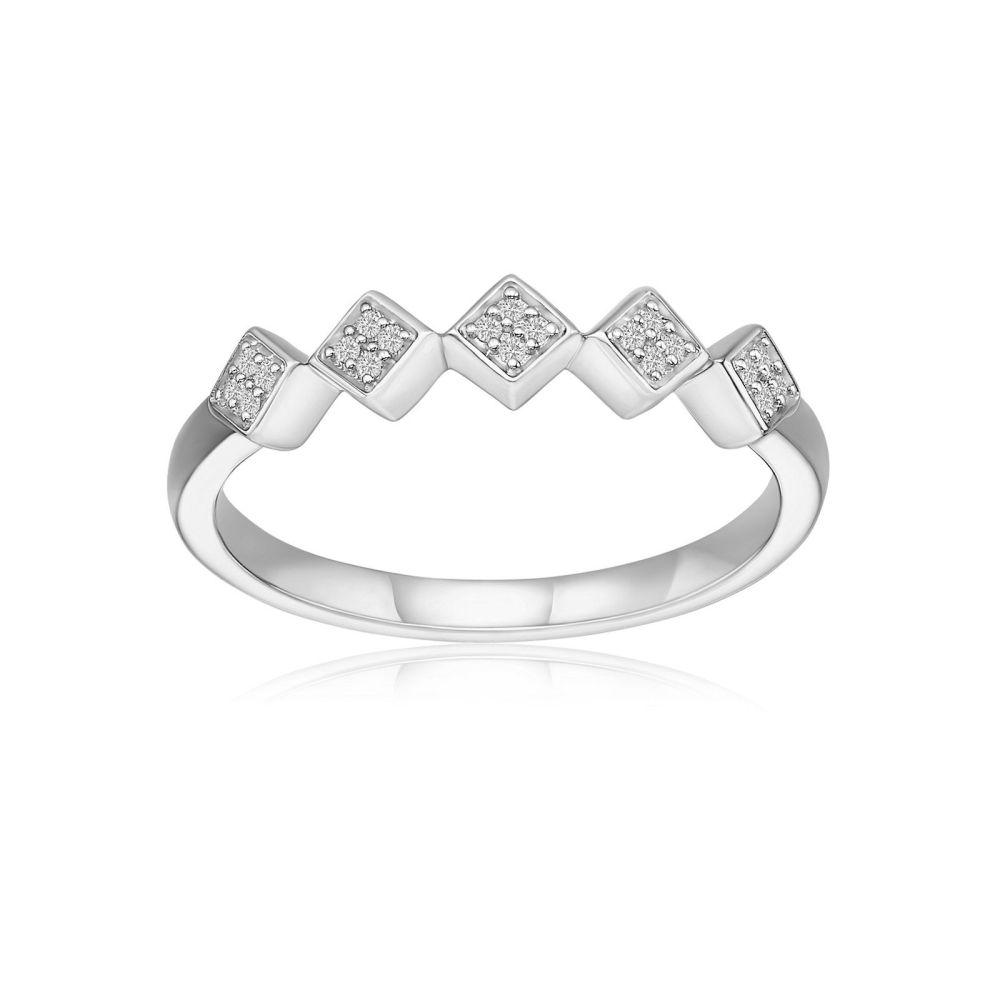 תכשיטי יהלומים | טבעת יהלומים מזהב לבן 14 קראט - רייבן