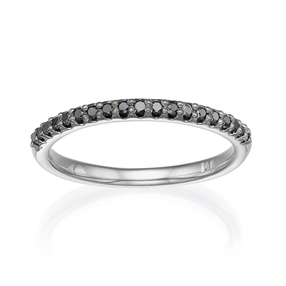 תכשיטי יהלומים | טבעת יהלום שחור מזהב לבן 14 קראט - נסיכת הקרח