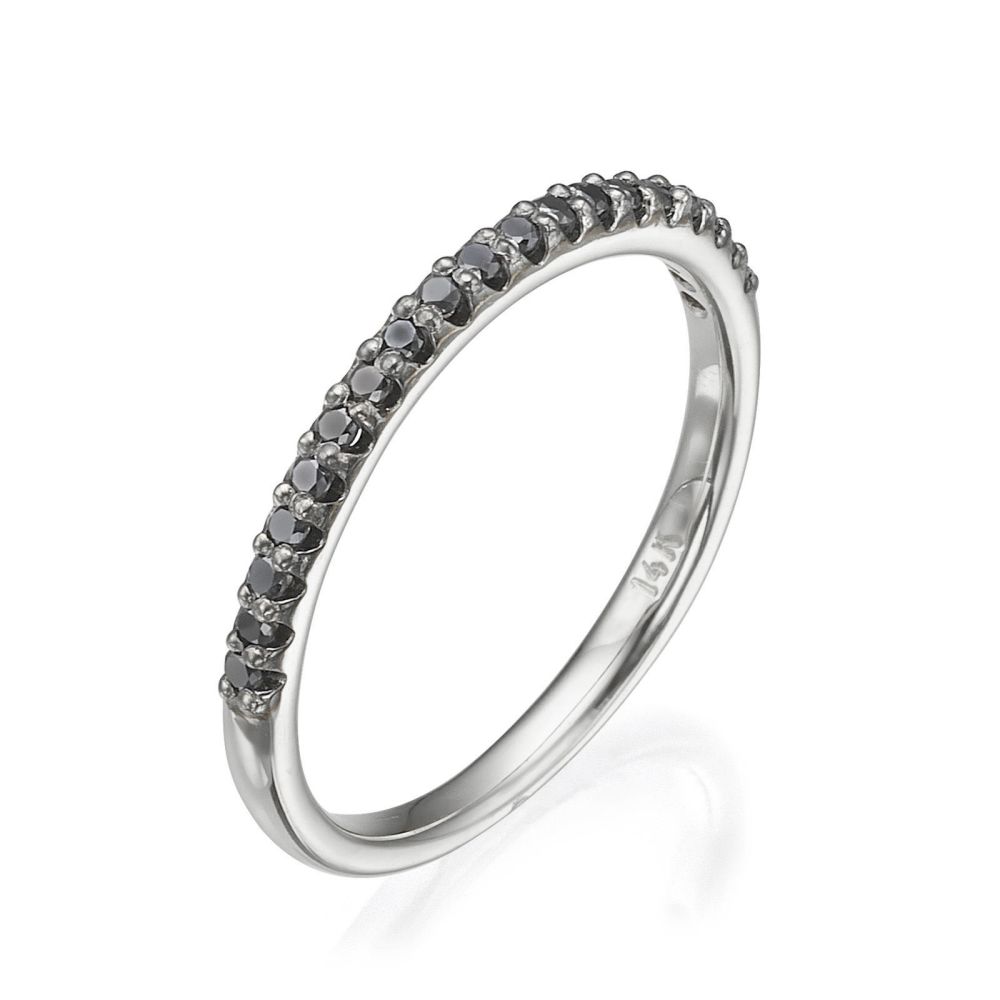 תכשיטי יהלומים | טבעת יהלום שחור מזהב לבן 14 קראט - נסיכת הקרח