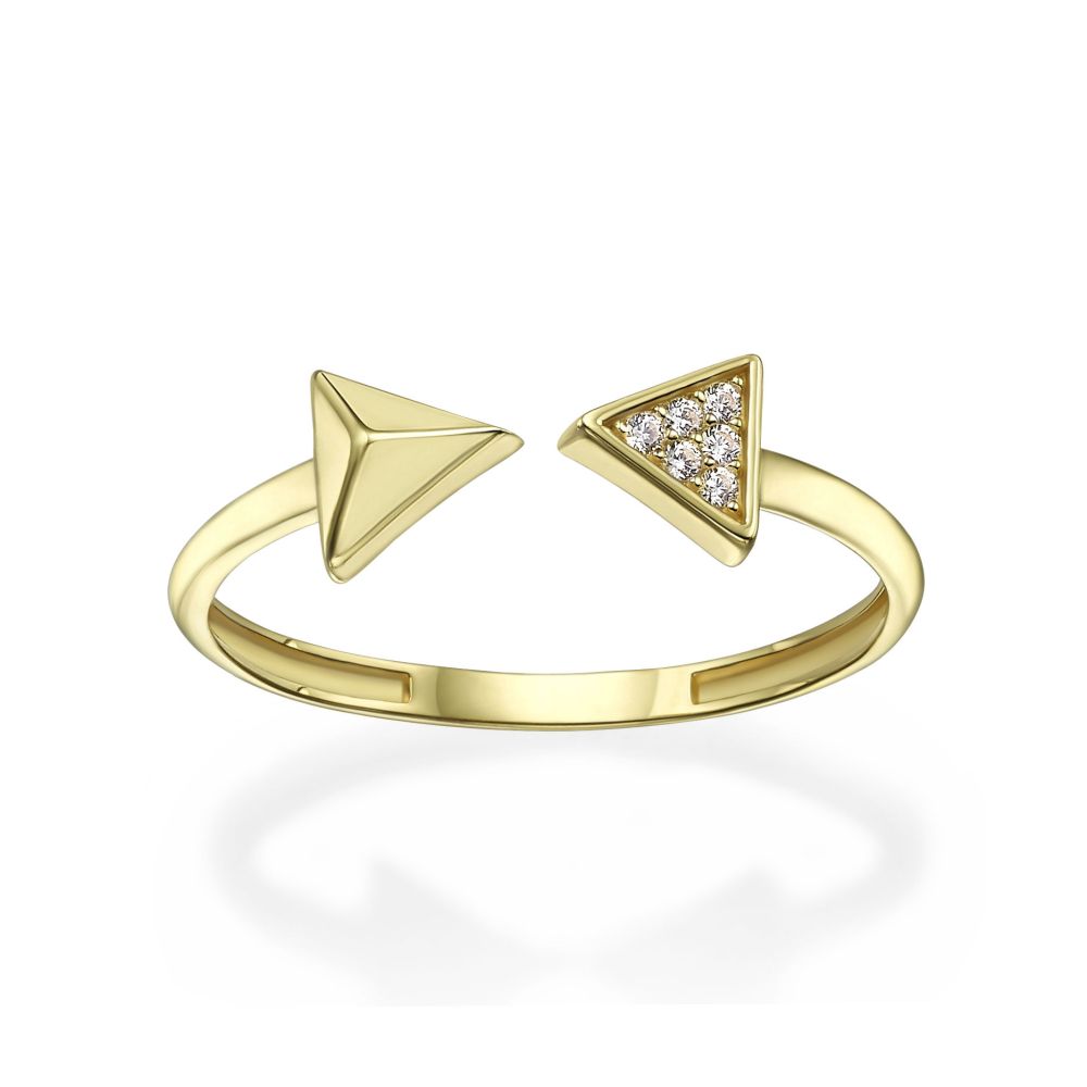 תכשיטי זהב לנשים | טבעת פתוחה מזהב צהוב 14 קראט - חצים