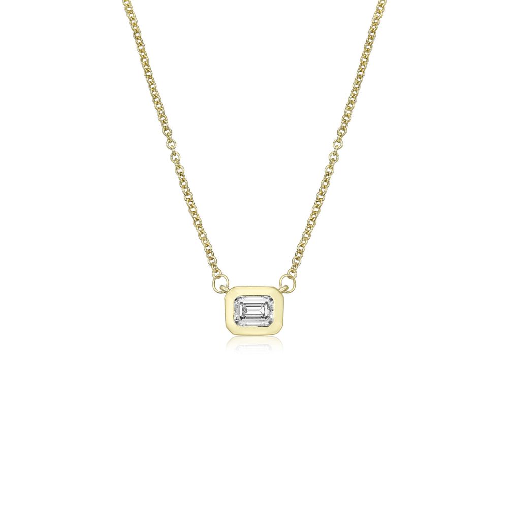 תכשיטי זהב לנשים | תליון ושרשרת יהלומים מזהב צהוב 14 קראט -  אוריון
