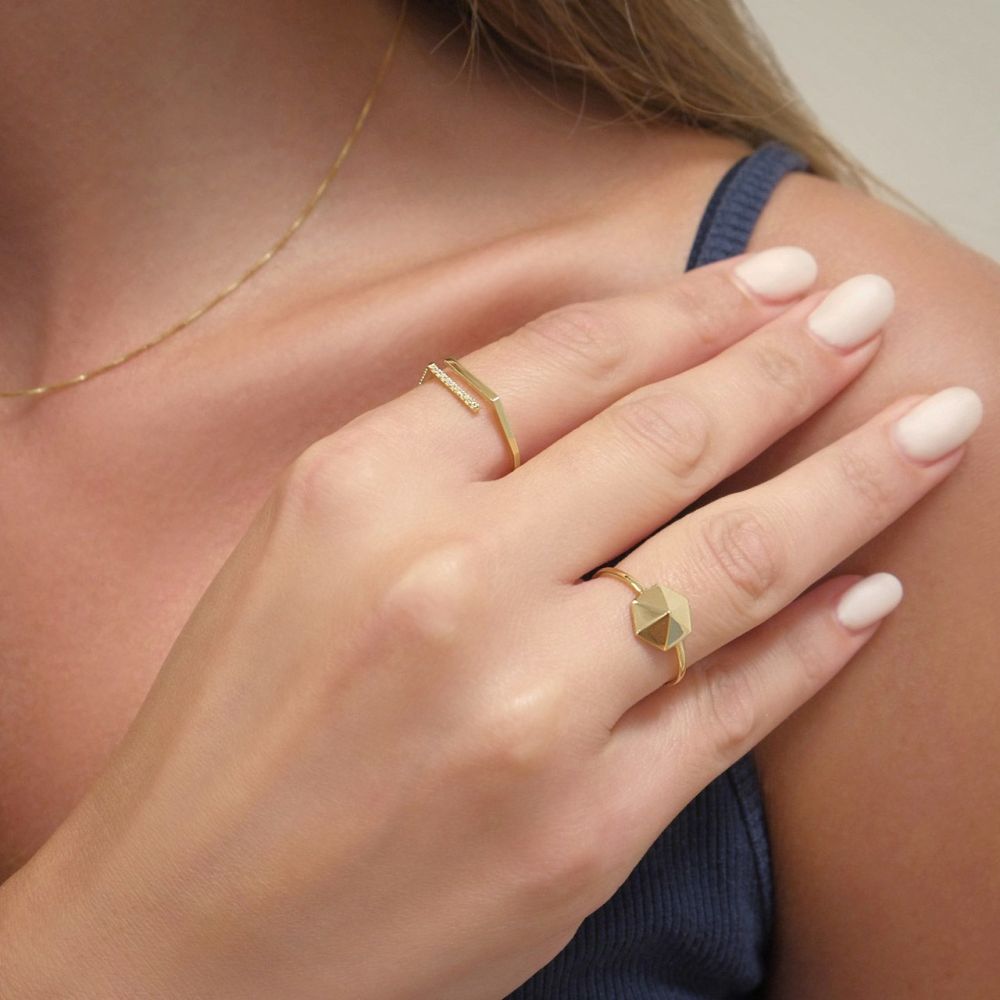 טבעות זהב | טבעת פתוחה מזהב צהוב 14 קראט - לוריאן