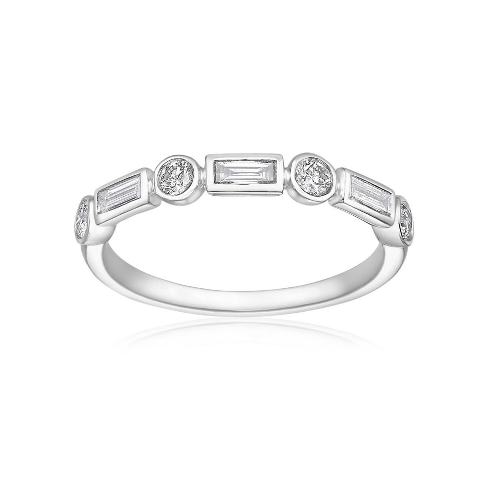 תכשיטי יהלומים | טבעת יהלומים מזהב לבן 14 קראט - רנה