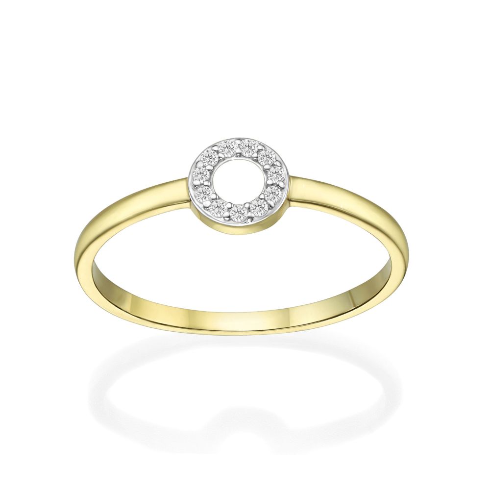 תכשיטי זהב לנשים | טבעת מזהב צהוב 14 קראט -  עיגול מנצנץ