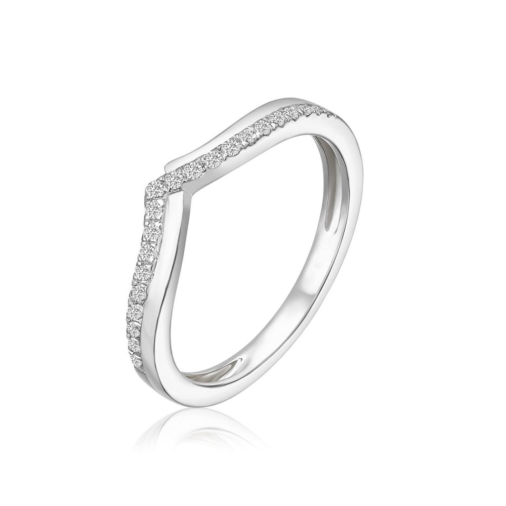 תכשיטי יהלומים | טבעת יהלומים מזהב לבן 14 קראט - שייה