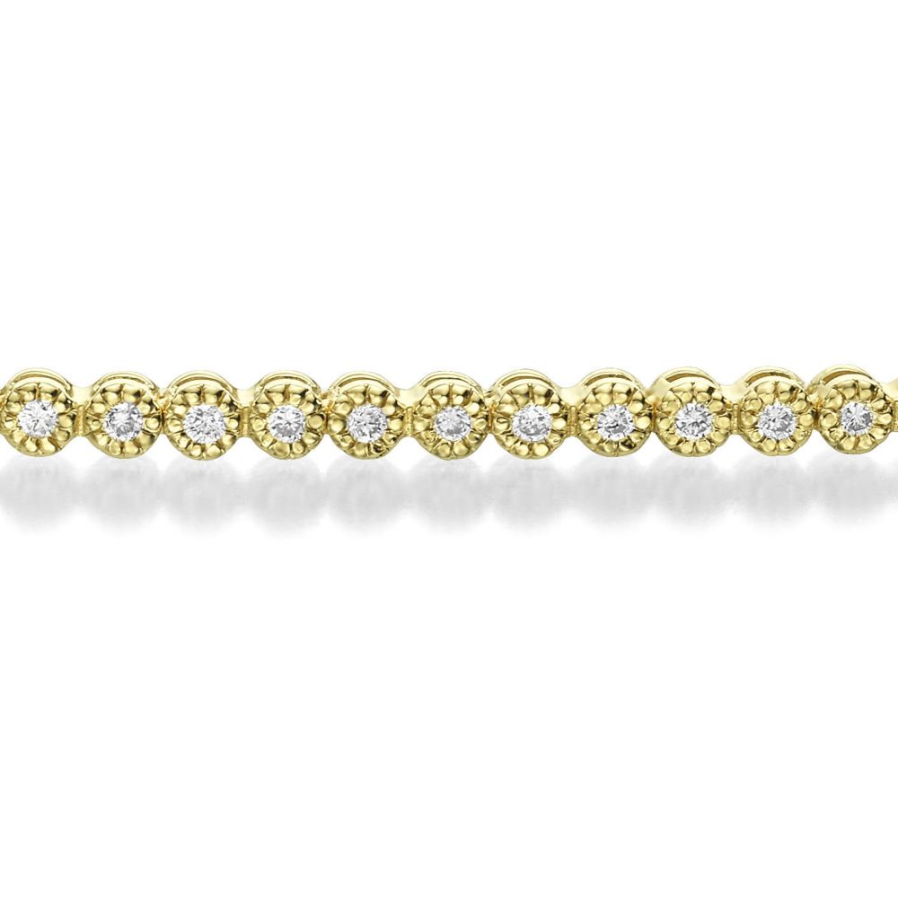 תכשיטי יהלומים | צמיד טניס יהלומים מילנו מזהב צהוב 14 קראט - שרלוט