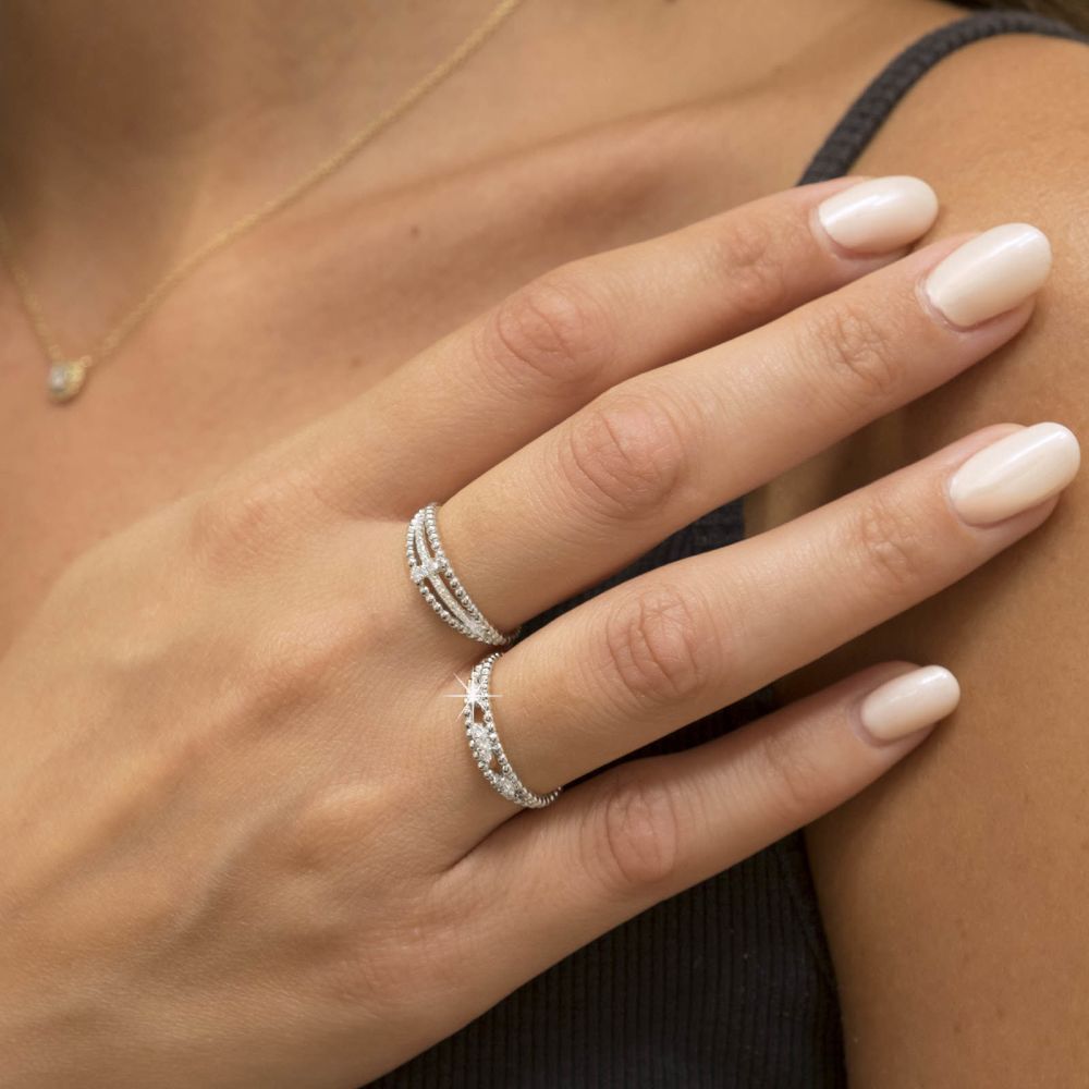 תכשיטי יהלומים | טבעת יהלום מזהב לבן 14 קראט - קיילי