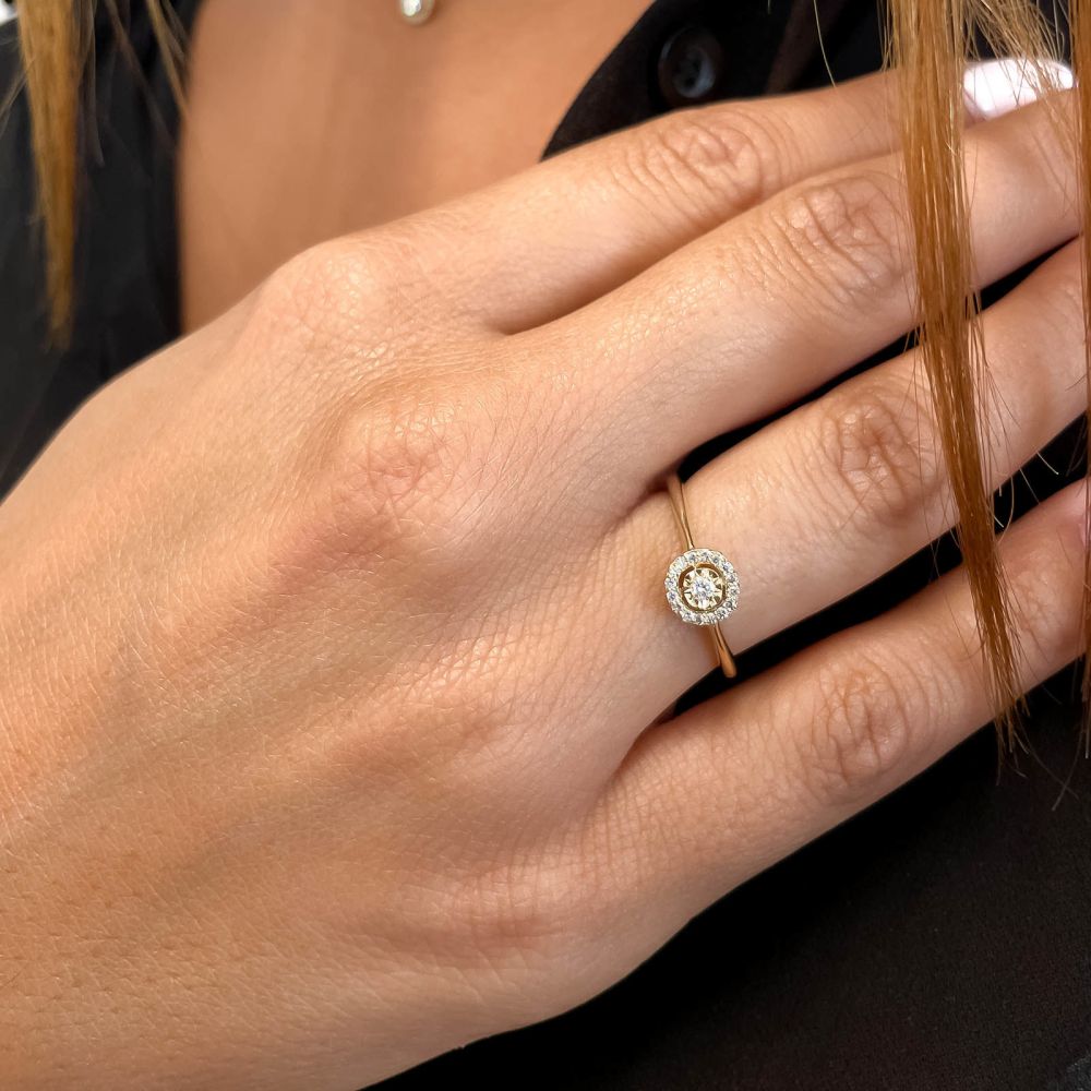 תכשיטי יהלומים | טבעת יהלום מזהב צהוב 14 קראט - הארלי
