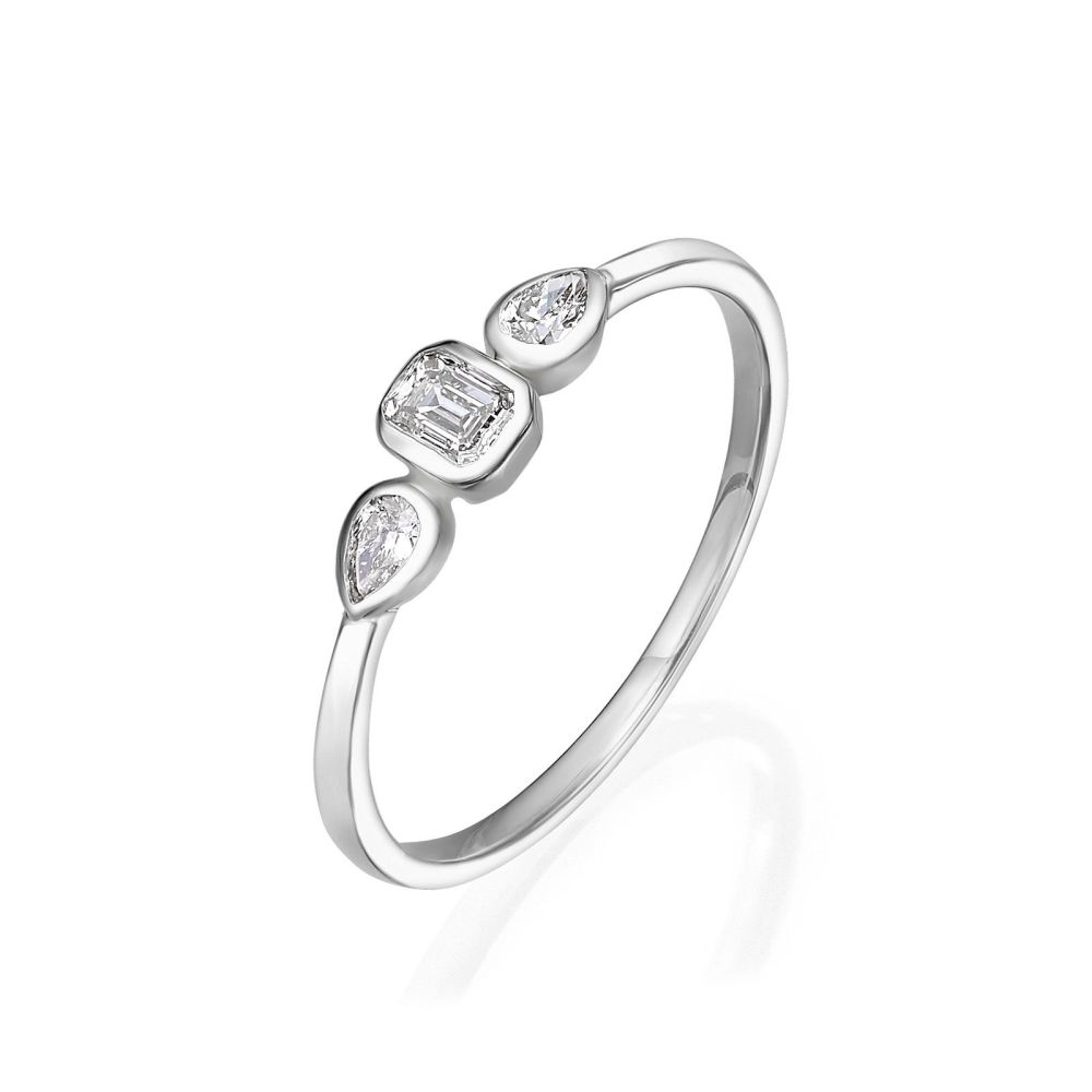תכשיטי יהלומים | טבעת יהלומים מזהב לבן 14 קראט - ביאנקה