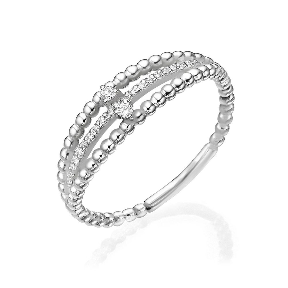 תכשיטי יהלומים | טבעת יהלום מזהב לבן 14 קראט  - דסטני