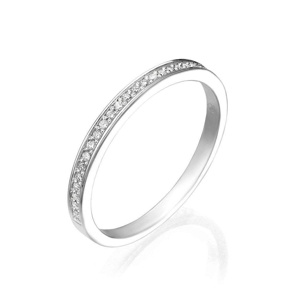 תכשיטי יהלומים | טבעת יהלום מזהב לבן 14 קראט  - מלודיה