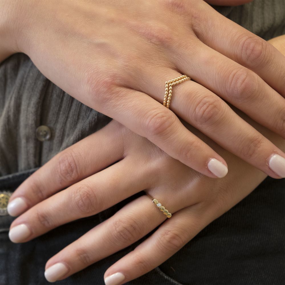 תכשיטי זהב לנשים | טבעת מזהב צהוב 14 קראט -  ניקול
