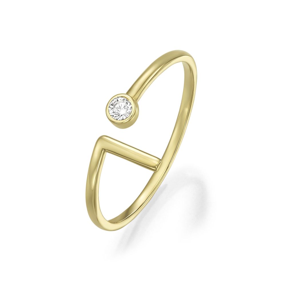 טבעות זהב | טבעת לנשים מזהב צהוב 14 קראט - סאן