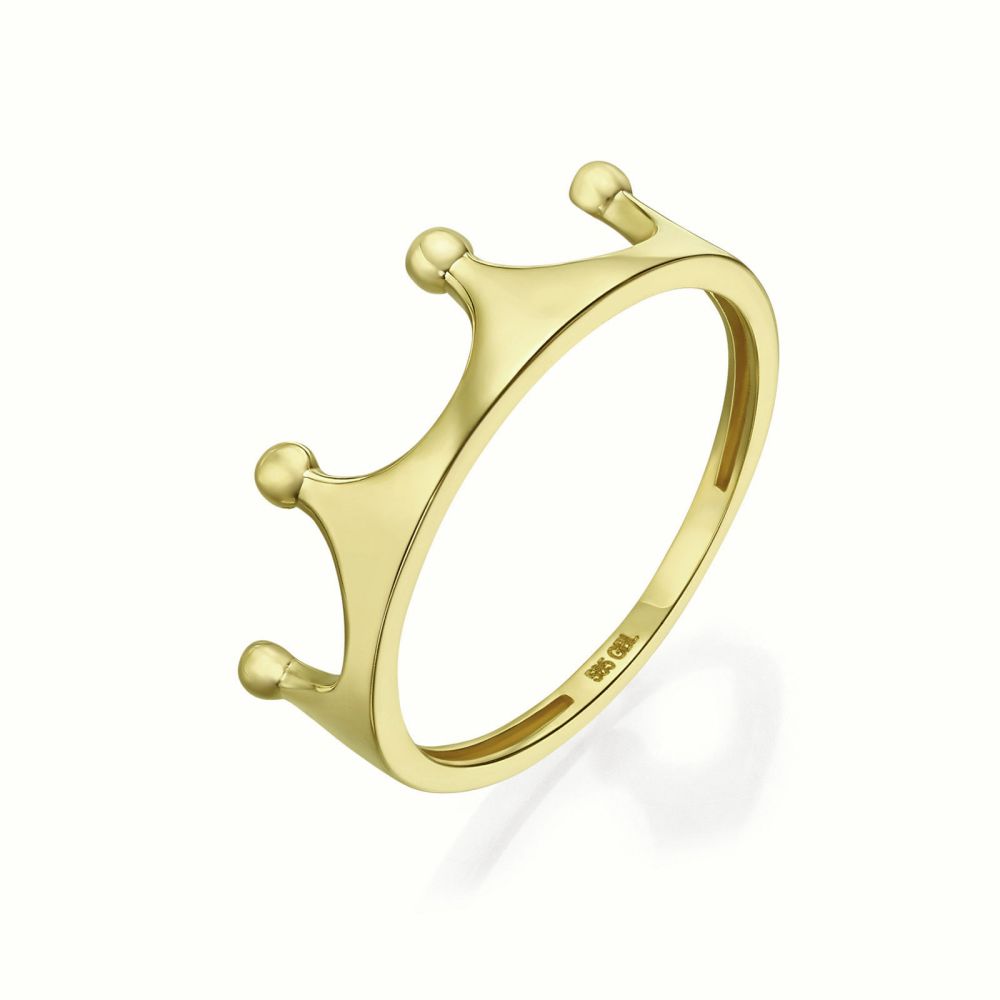 תכשיטי זהב לנשים | טבעת מזהב צהוב 14 קראט - כתר