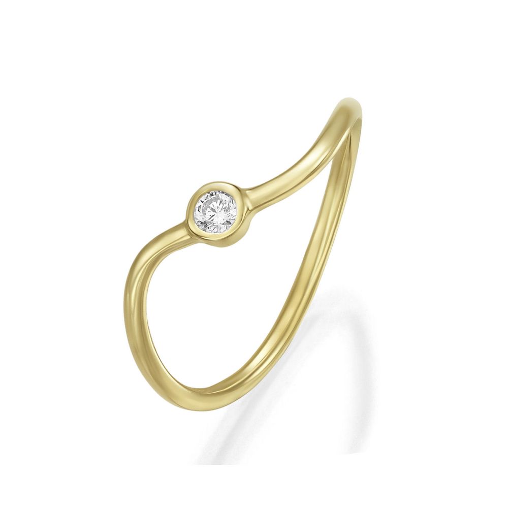 טבעות זהב | טבעת לנשים מזהב צהוב 14 קראט - גל זירקון