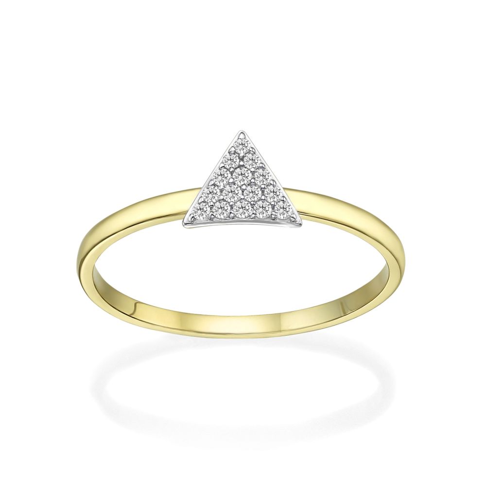 תכשיטי זהב לנשים | טבעת מזהב צהוב 14 קראט -  משולש טורונטו